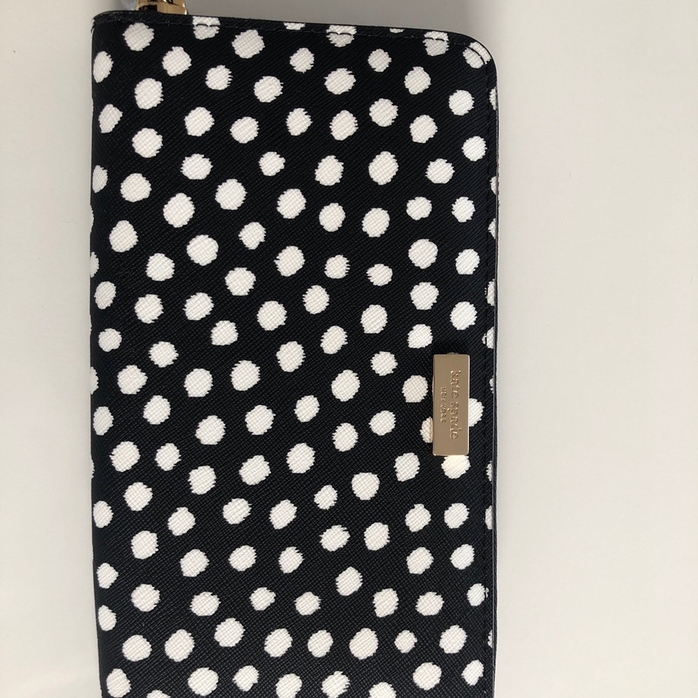 Kate Spade polka dot black and white gold plate